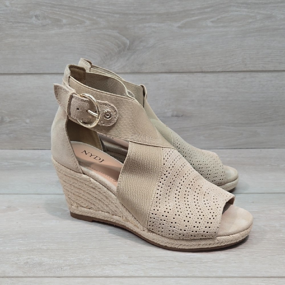 NYDJ Women's Charismasa Tan Wedge Sandals Espadrille Shoes Sz 7M - Picture 2 of 13